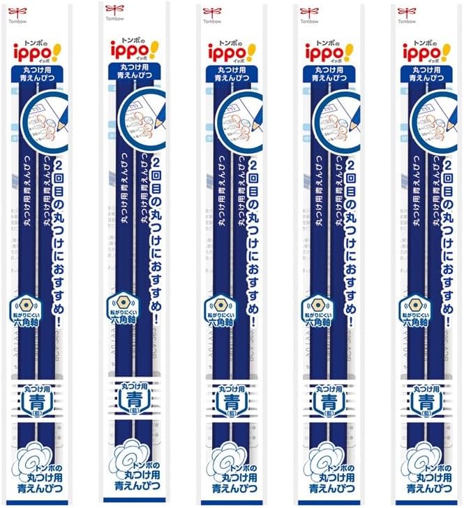 Tombow BCA-261-5P Red and Blue Pencils, ippo! Round Pencils, 10 Pieces (2 x 5 Pack)