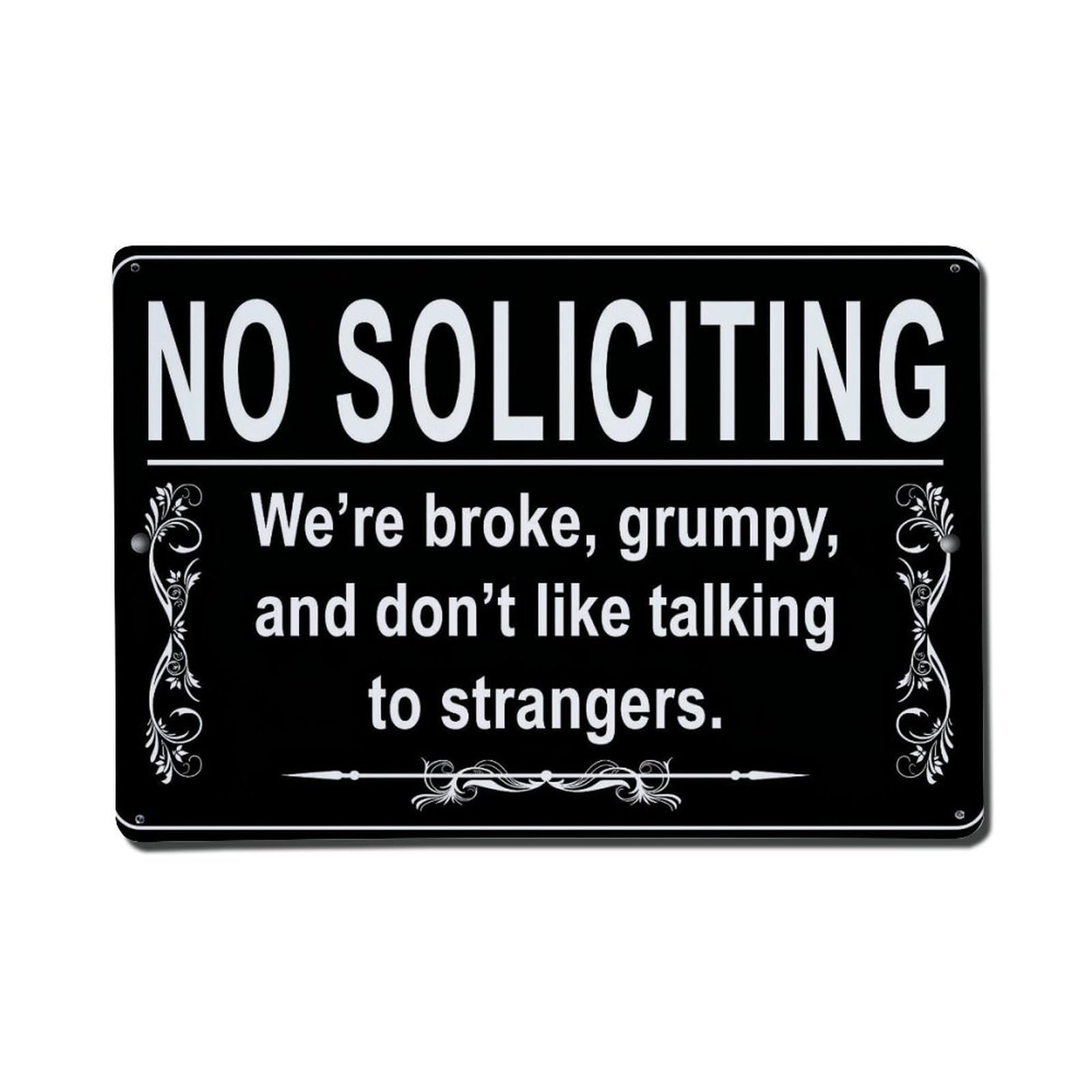 No Soliciting Sign With Humor Vintage Tin Sign Retro Metal Wall Decor Metal Poster, Home Bar Garage Farmhouse Cafe Wall Art Decoration 8x12Inches