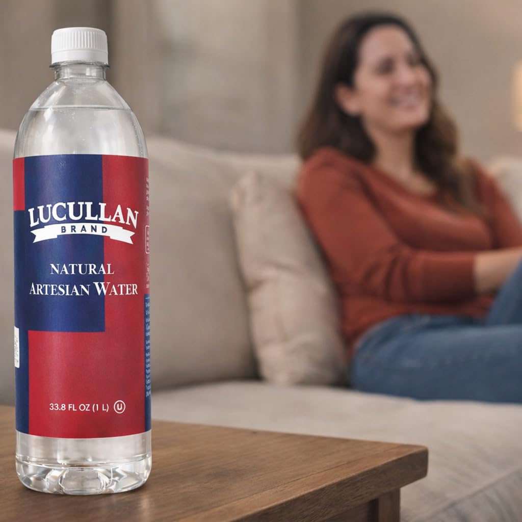 Lucullan Brand Natural Alkaline Artesian Water, 33.8 Fl Oz (Pack of 12), pH 8.0-8.3, Single-Origin Virginia, BPA-Free, Recycled Plastic rPET