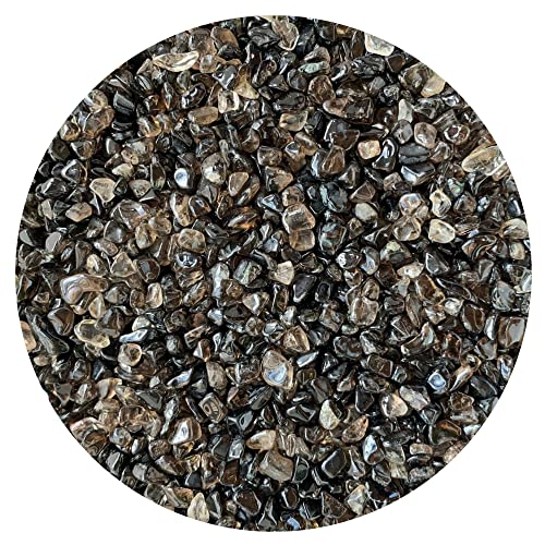 Image of GAF TREASURES 2 oz Lot Natural Semi Tumbled Gemstone Chips, Crushed Mini Crystals, Undrilled Crystal Chips (Smoky Quartz)