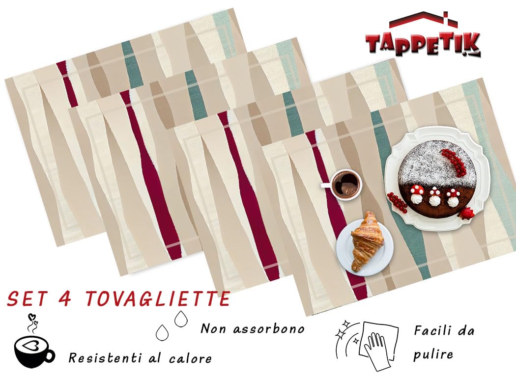 Set 4 tovagliette americane 33x45 cm, Diverse fantasie Ottima idea regalo (Tovaglietta 1112)