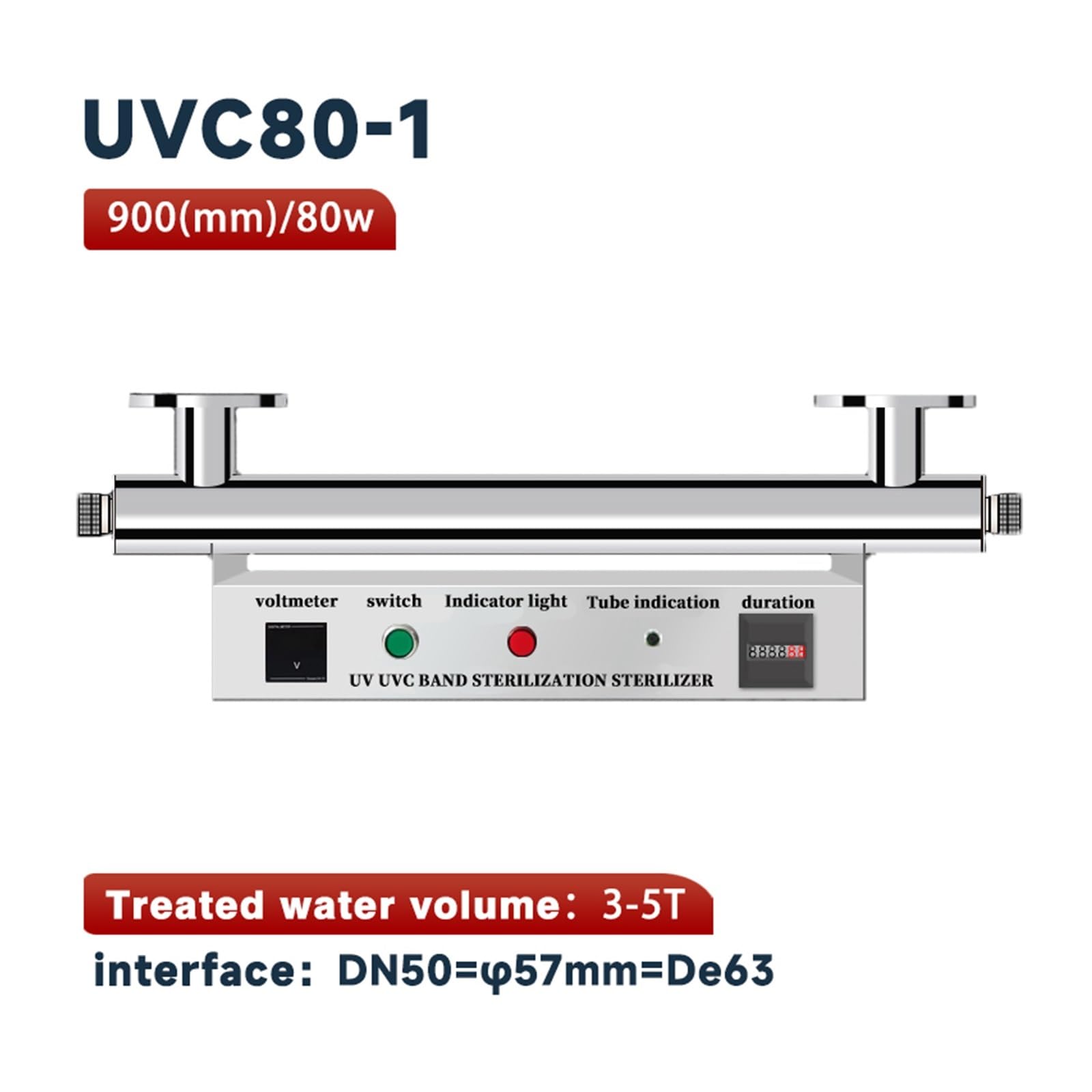 Napój System sterylizatora do uzdatniania wody UV, filtr do oczyszczania akwakultury 48gpm 160W Lampa z filtrem świetlnym(UVC-80W-1)
