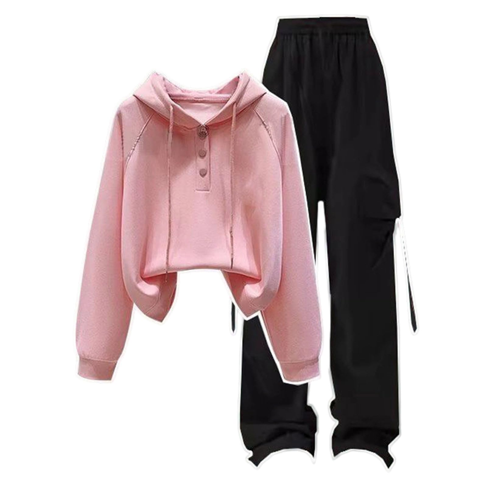 Conjuntos de ropa para niñas, sudadera con capucha y pantalones deportivos de pierna ancha, ropa escolar informal para estudiantes adolescentes, cómodo y moderno.