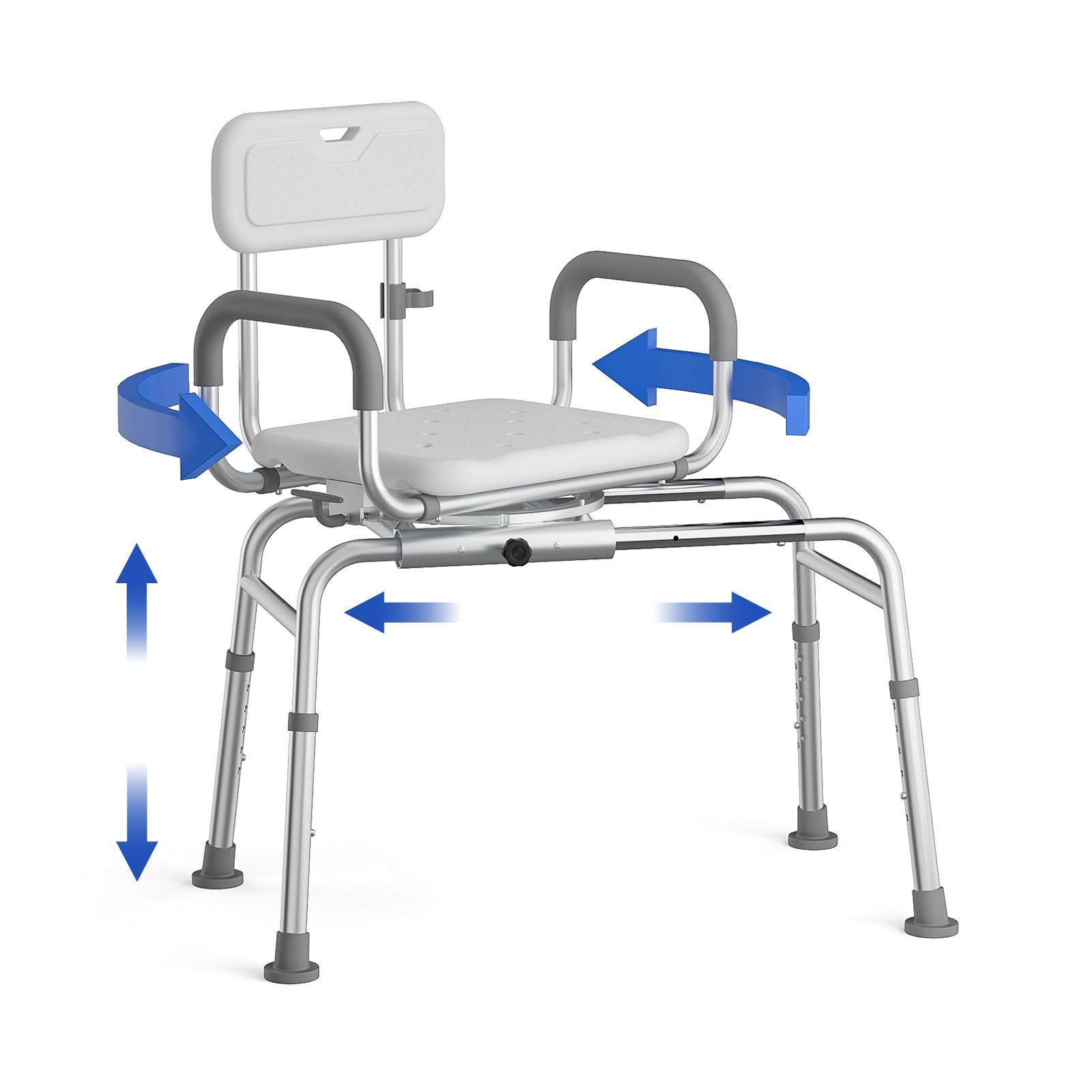 Photo 1 of Loyoda Sliding Shower Chair with Swivel Seat, Tub Transfer Bench for Elderly & Disabled, Adjustable Shower Chair with Arms & 350lb Capacity