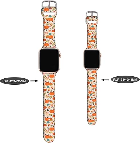 Miniatura 2 de Correa de reloj de Acción de Gracias de otoño, compatible con Apple Watch de Halloween de 38404142441.772 in, correas ajustables de silicona rosa