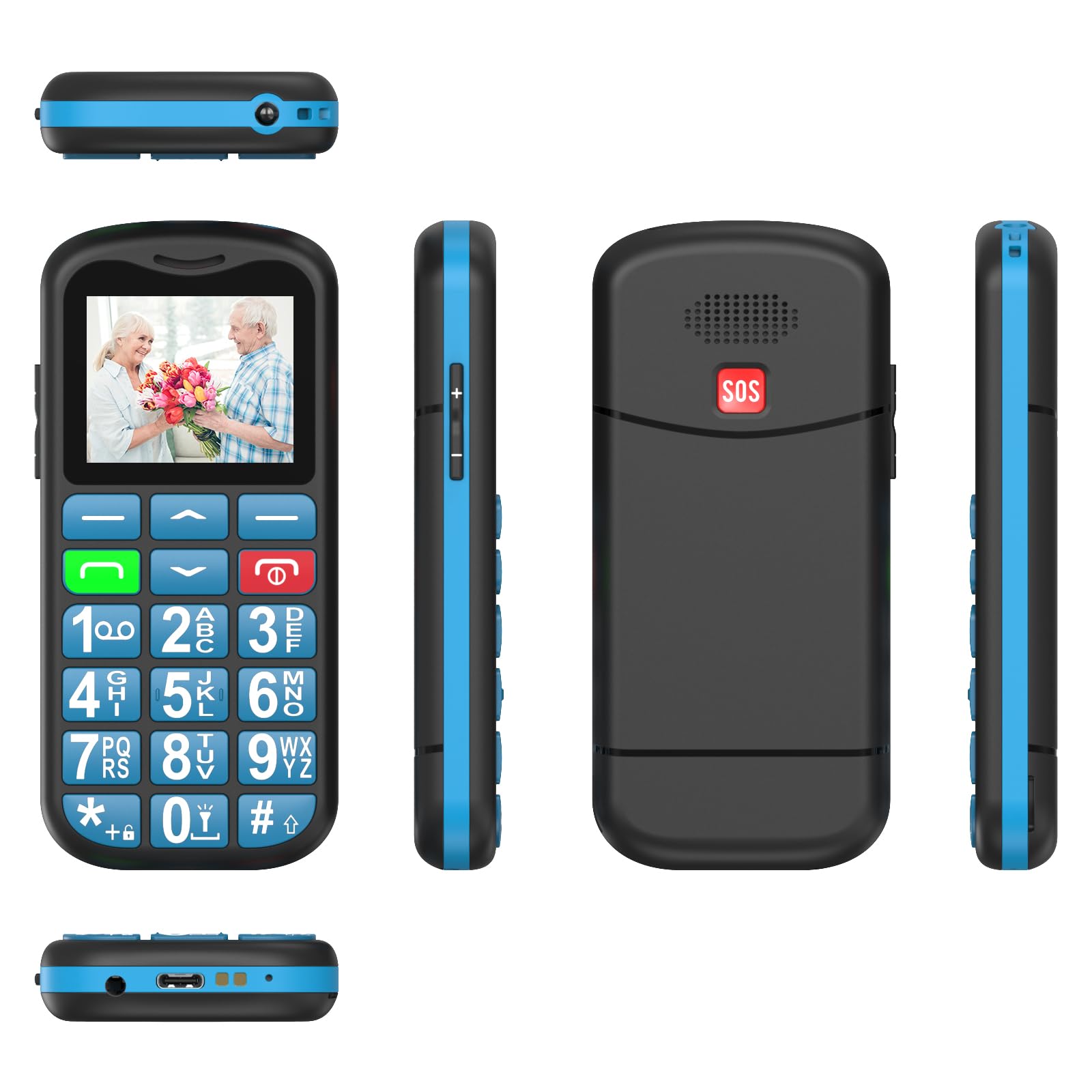4G Teléfono Móvil para Personas Mayores con Teclas Grandes | Botón SOS | USB-C | Volumen Alto | Base Cargadora | Pantalla de 1,8 Pulgadas | Fácil de Usar Celular para Ancianos | Nano SIM Slot