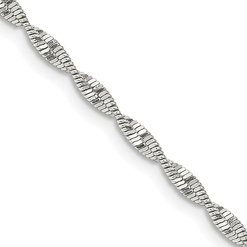 Vista 2 de IceCarats Collar de cadena de espiga trenzada de plata de ley 925 de 0.079 in