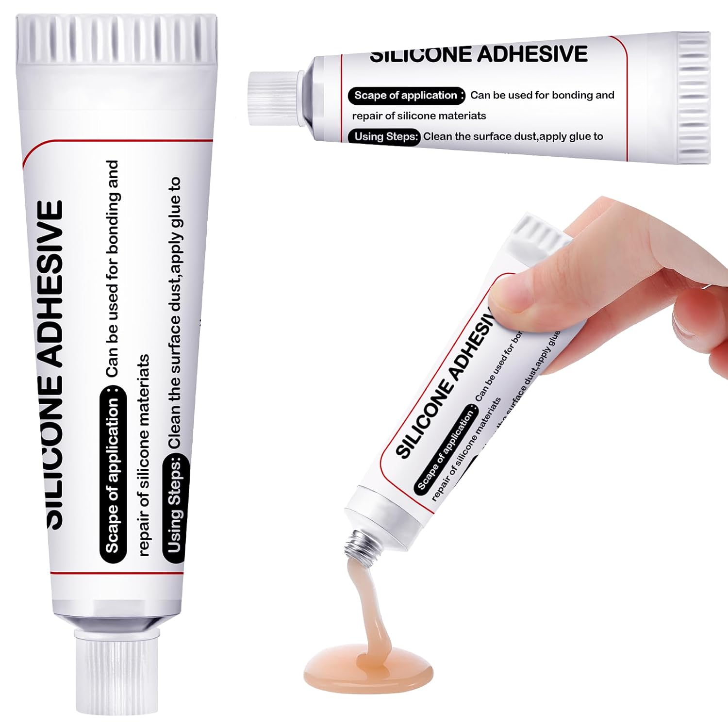 Lounsweer 4 Pcs Silicone Adhesive Glue for Skin Doll Repair Flesh Color Soft Adhesive Rubber Repair Glue for Filling Silicone Baby Doll Cavities Rubber Molds Halloween SFX Makeup