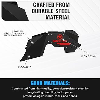 Front Inner Fender Liners Compatible with 2007-2018 Jeep Wrangler JK & JKU Unlimited 2/4 Doors, Bolt-on Style Mud Guards Cover Steel Wheel Well Fenders Flares (2 Pcs, 1941 & Red Star Style)