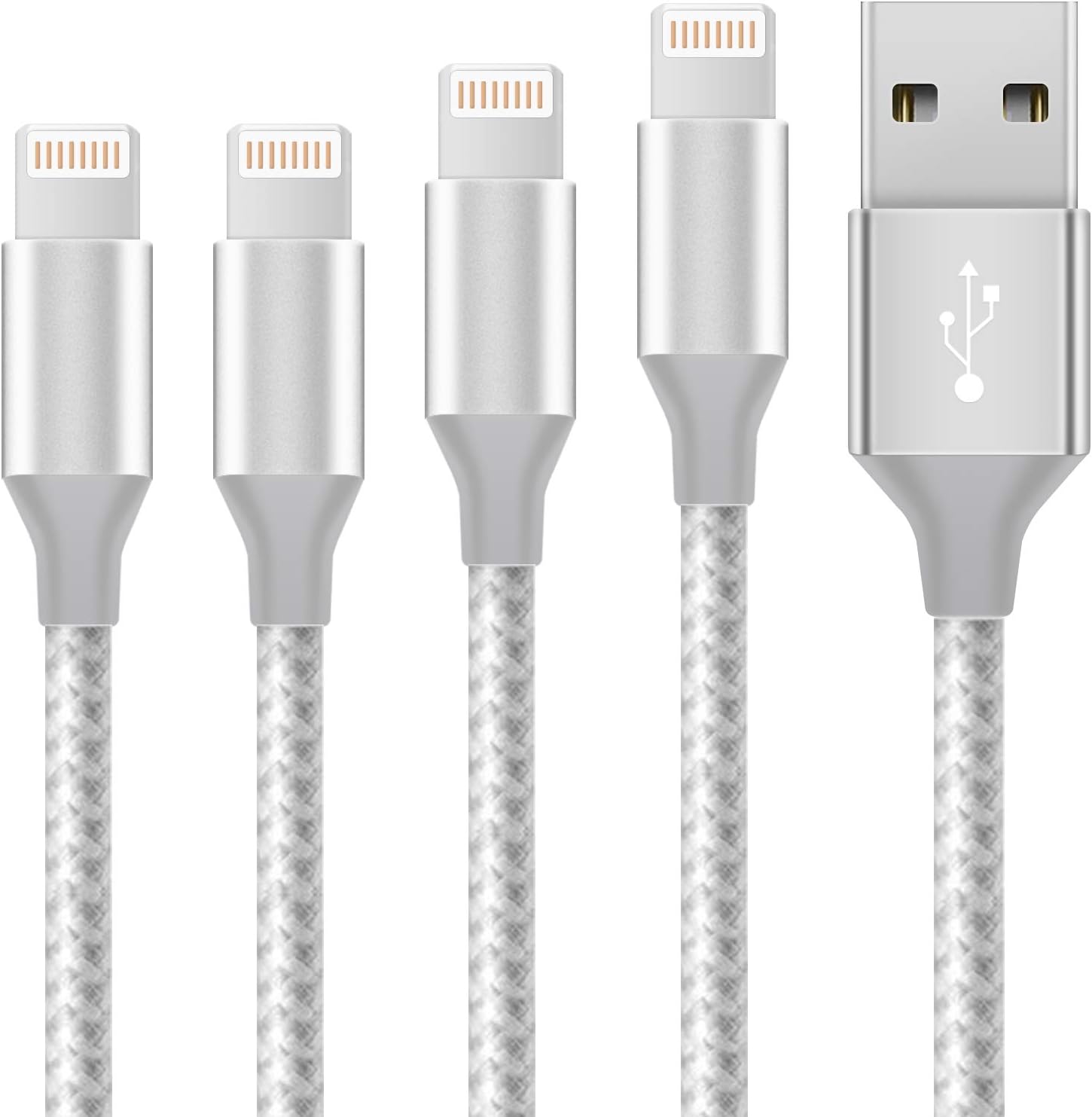 iPhone Charger Lightning Cable JJCALL 4Pack 3FT 3FT 6FT 10FT iPhone Cable Nylon Braided Cord for iPhone Xs/XS Max/XR/X / 8/8 Plus / 7/7 Plus / 6 / 6s, iPad and More
