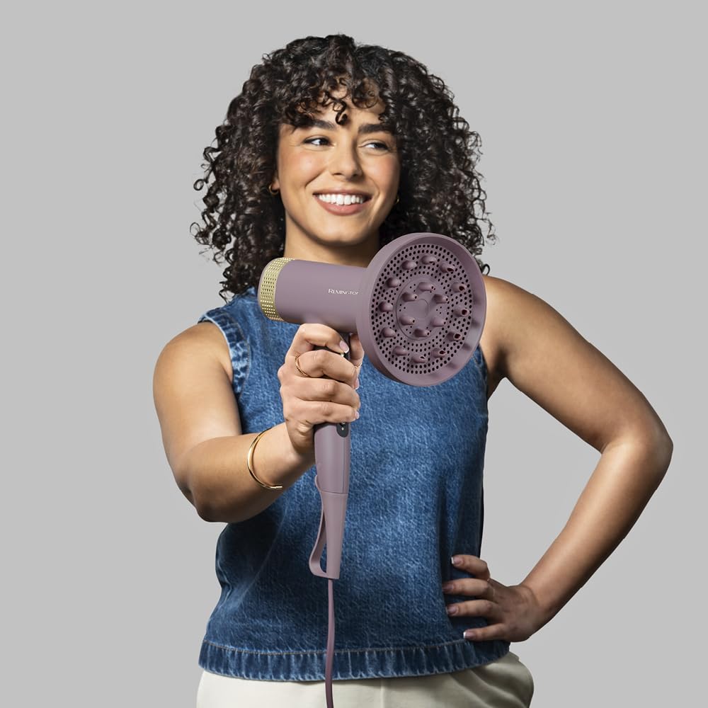Remington AIRvive™ Haartrockner [leichter langlebiger bürstenloser Digital Motor 110.000U/min] 2 Aufsätze: Diffusor&Stylingdüse (Ionen & Anti-Frizz Technologie,12 Heiz-&Geschwindigkeitsstufen) EC8930
