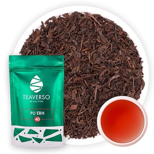 TEAVERSO Pu Erh Roter Tee, Chinesisch Lose Blätter Puerh, Wiederverschließbarer Kraftbeutel, Einzigartiges Aroma, Feinste Teeselection, Aromabeutel mit Zippverschluss, Hochwertiger Roter Tee, 100g… Cover