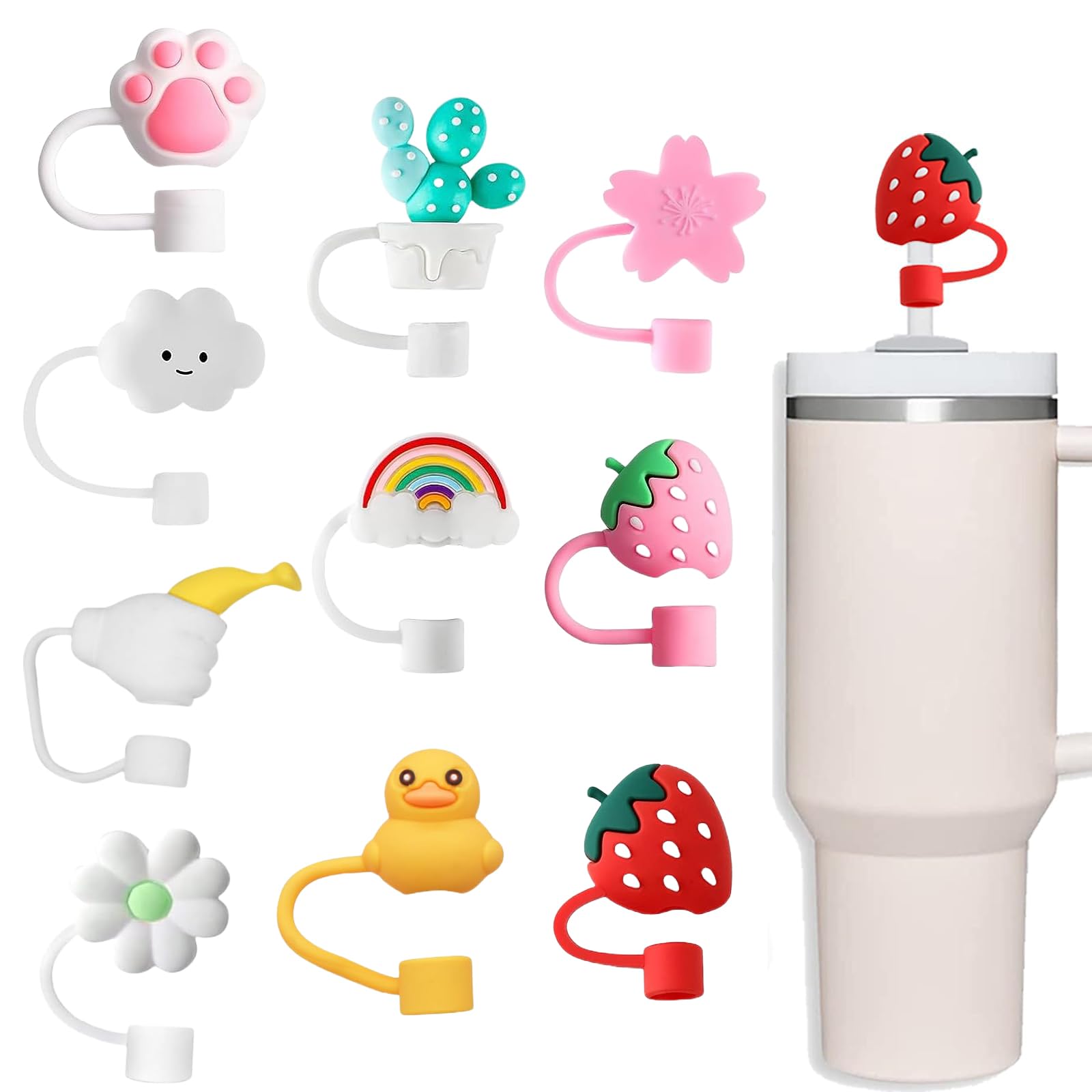 Copri Cannuccia Per Stanley Cup - Set Da 5 In Silicone, Colorati E Divertenti, Per Tazze 30 & 40 Oz - Foto 4