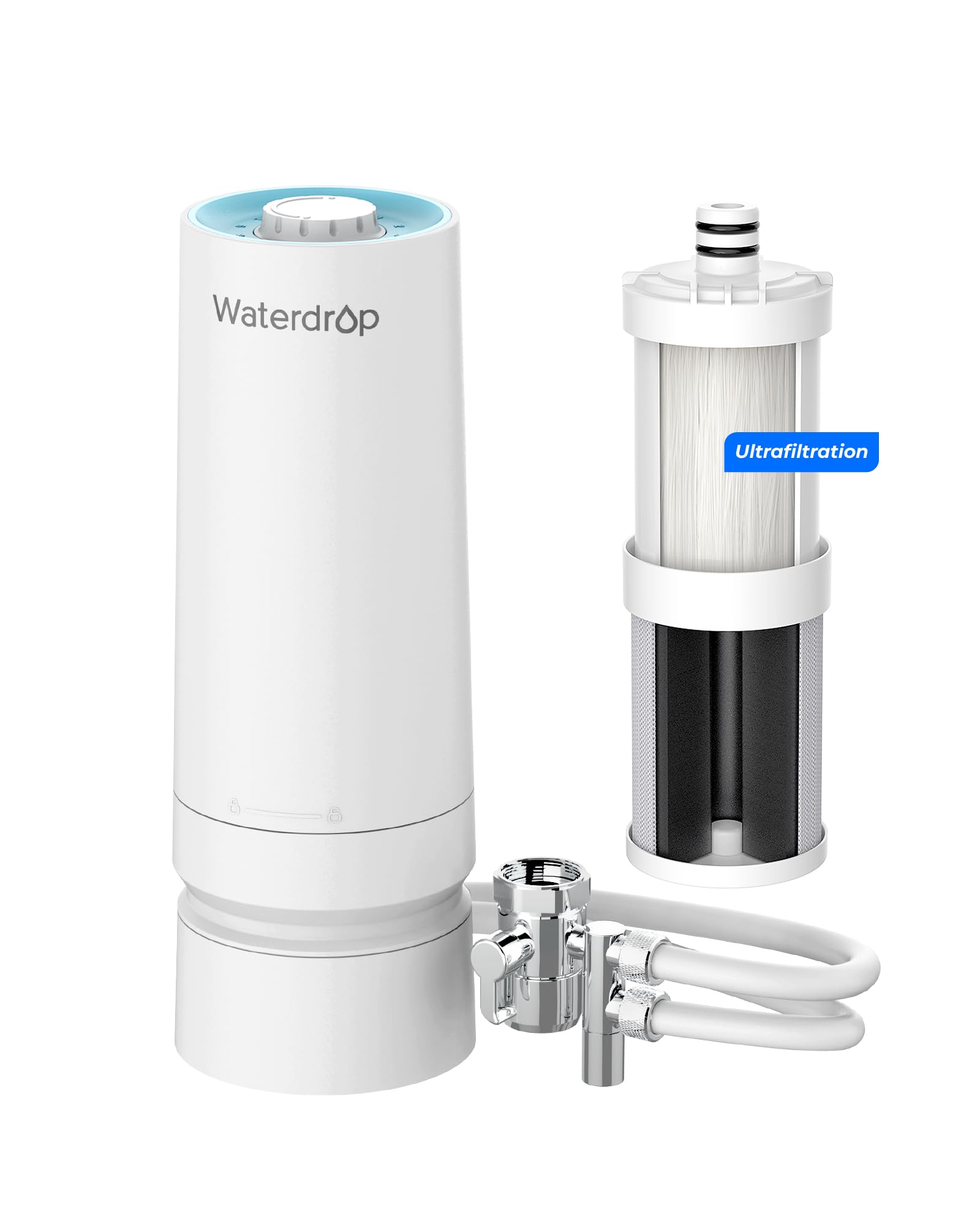 [Ultra Filtration] Waterdrop Water Filter for Sink Faucet, 4000 Gallons Countertop Water Filter System, Filter Life Reminder, 0.01渭m Ultra-Filtration System, Reduces 99% Chlorine, WD-CTF-08 (1 Filter)