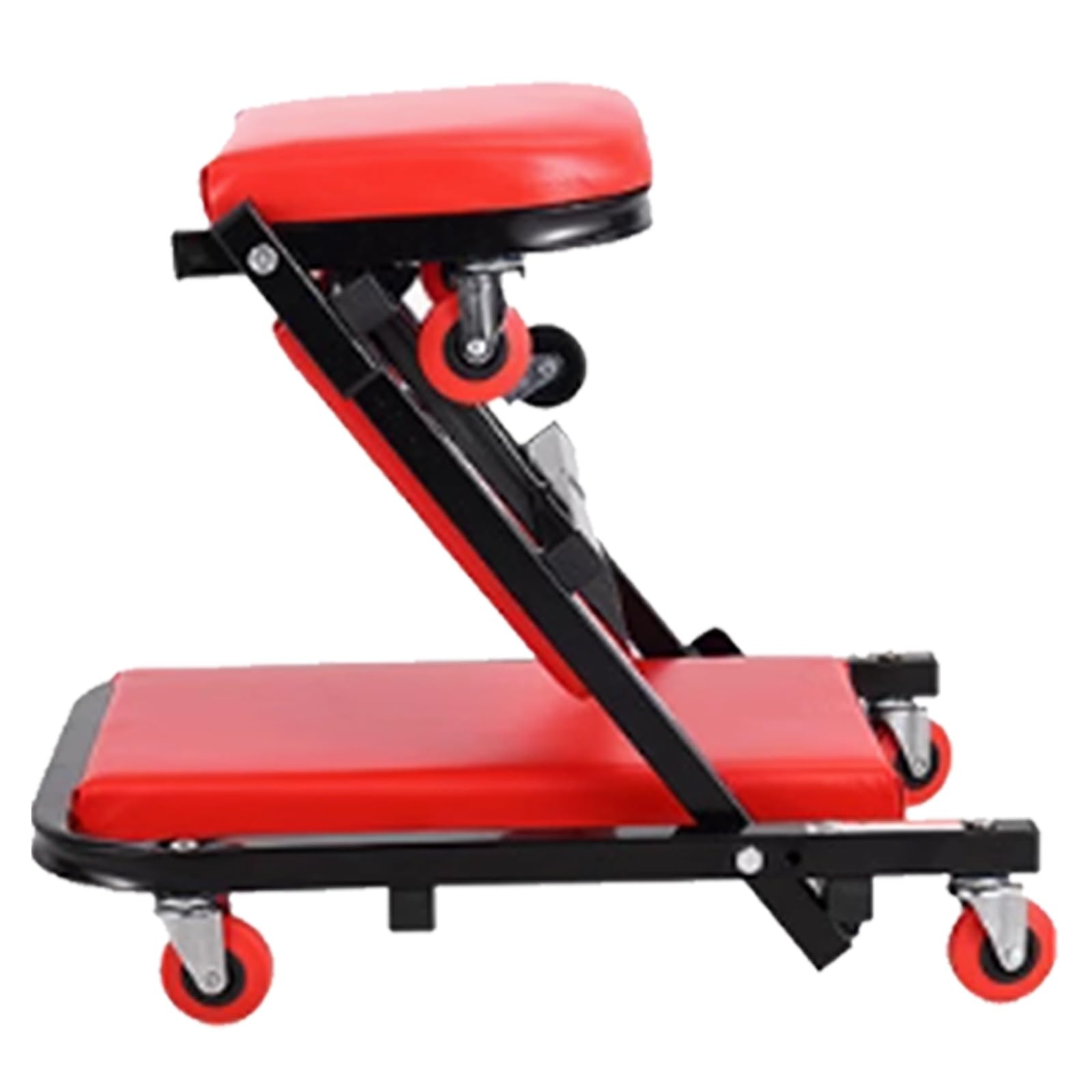 Creeper automobilistico pieghevole in acciaio con 6 rotelle, design 2-IN-1 Rosso, Creeper meccanico portatile da 39,4 pollici di lunghezza per garage/officina di riparazione (Rosso con rotelle 14 cm/