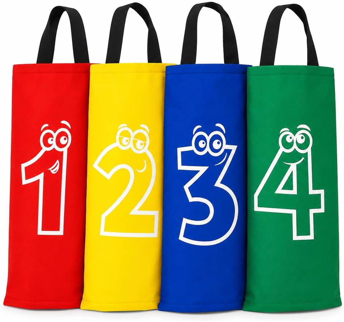 22YardsPro Sack Race Bags for Family – 4,6 Pack Numbered Jumping Bags, Potato Sack Race Set for Sports Day, Garden Games, Outdoor Party Games (6)