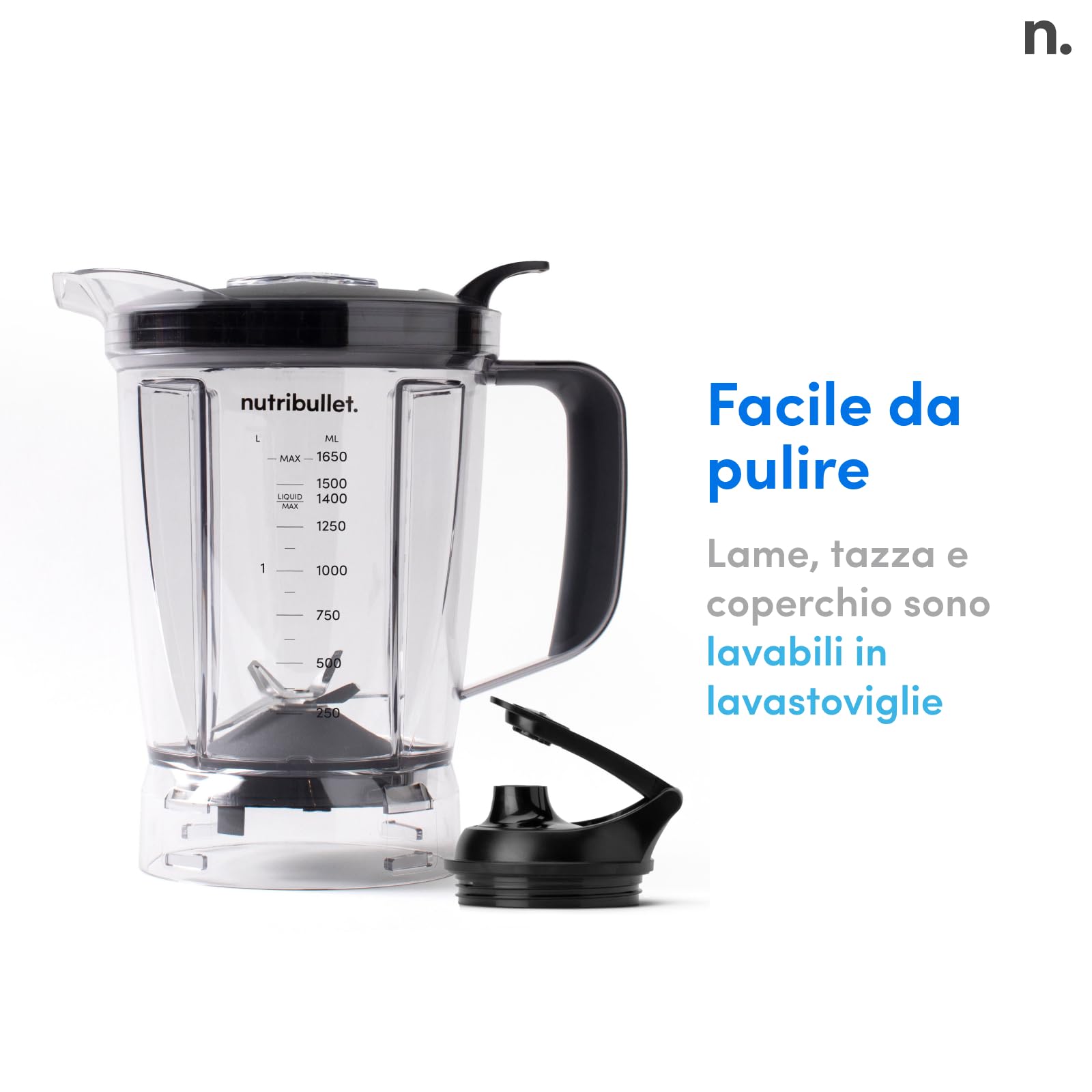 nutribullet Full Size Blender Combo, Frullatore Elettrico, Tritatutto Multifunzione, Professionale, Con Tre Bicchieri di cui uno da 1,8 L Senza BPA, Potenza 1200 Watt, NBF500MB