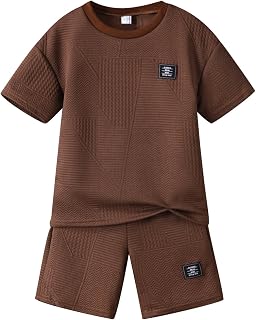 Cakaner Tween Boys Clothes Summer Short Sleeve Top & Shorts Set 2-Piece Casual Outfit Size 6-12 Years