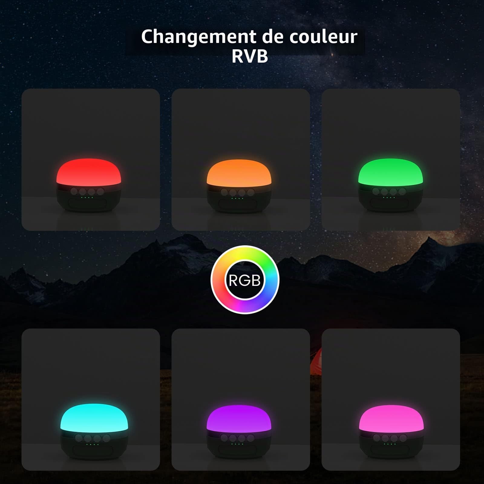 Lanterne Camping Rechargeable 8400mAh, LED Lampe Camping avec Changement de Couleur RVB, 5 Modes d'éclairage, étanche et Aimant Puissante pour Pêche, Randonnée d'urgence