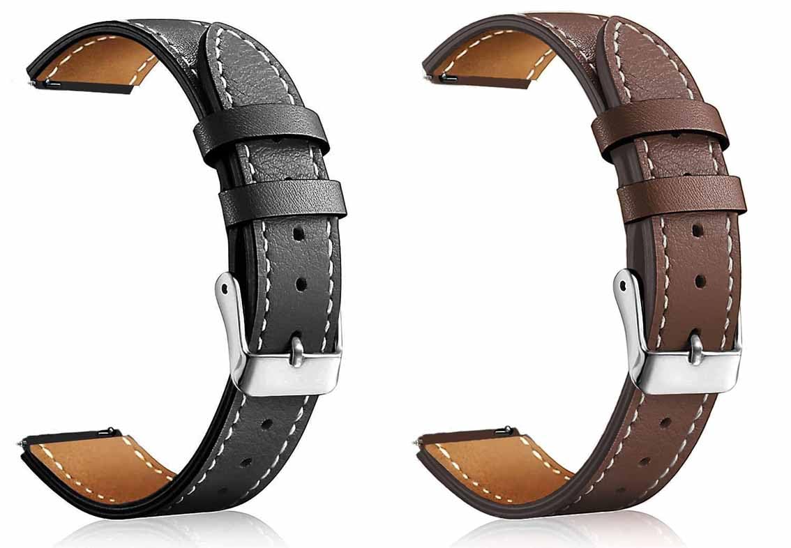 ADAMO Genuine Leather SmartStrap for Men and Women with Multiple Colors and Sizes 20mm and 22mm (Color and Size Options Below)