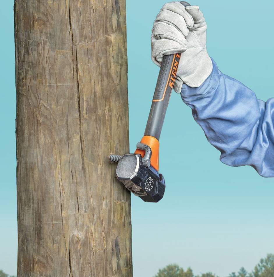 Miniatura 5 de Klein Tools 80936 Lineman's - Martillo de doble cara de 48 onzas, línea de poste, pernos de retraso de accionamiento, forjado, superficie de