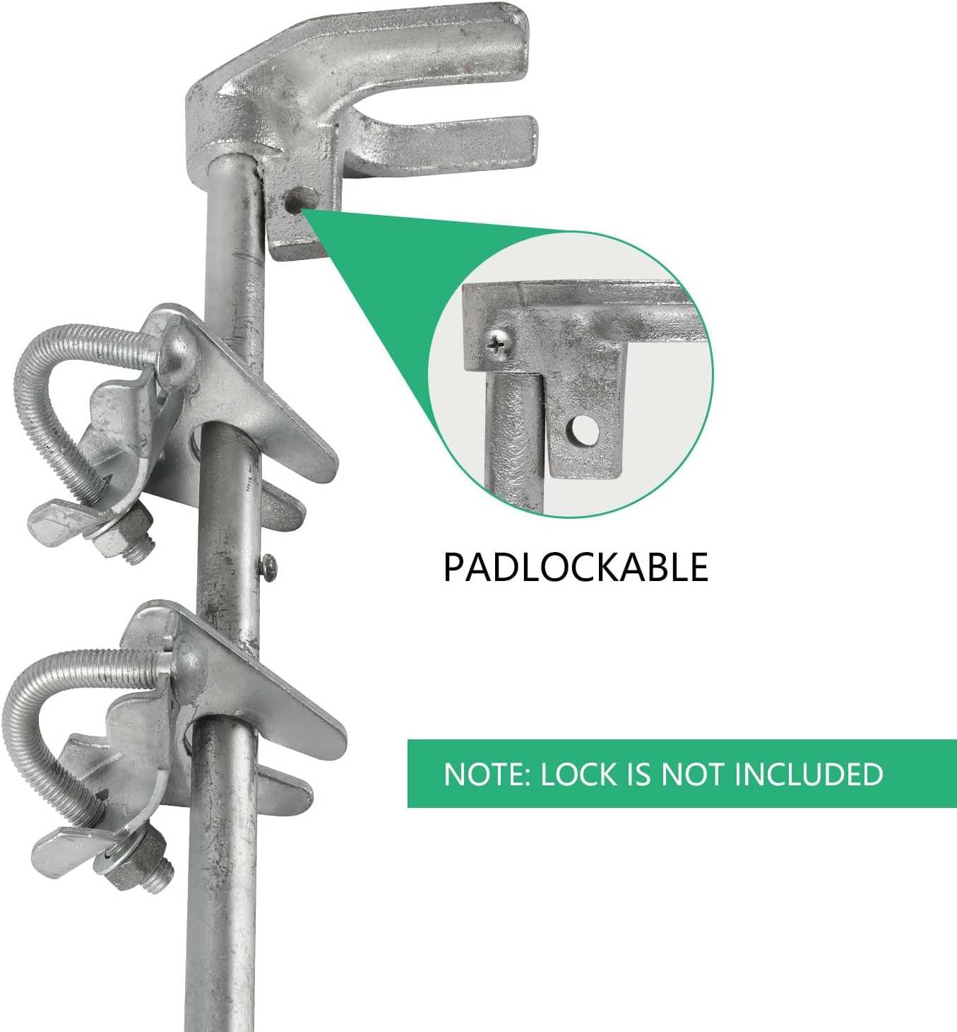 36" Chain Link gate Latch for Double Gate, Heavy Duty Pull Style Latch for 1-3/8" Frame, Galvanized Steel Gate Ground Bolt for Secure Fencing