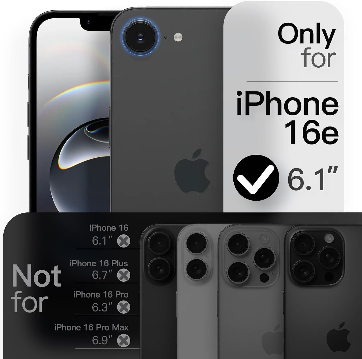 JETech Slim Case for iPhone 17e/16e, Black image 2