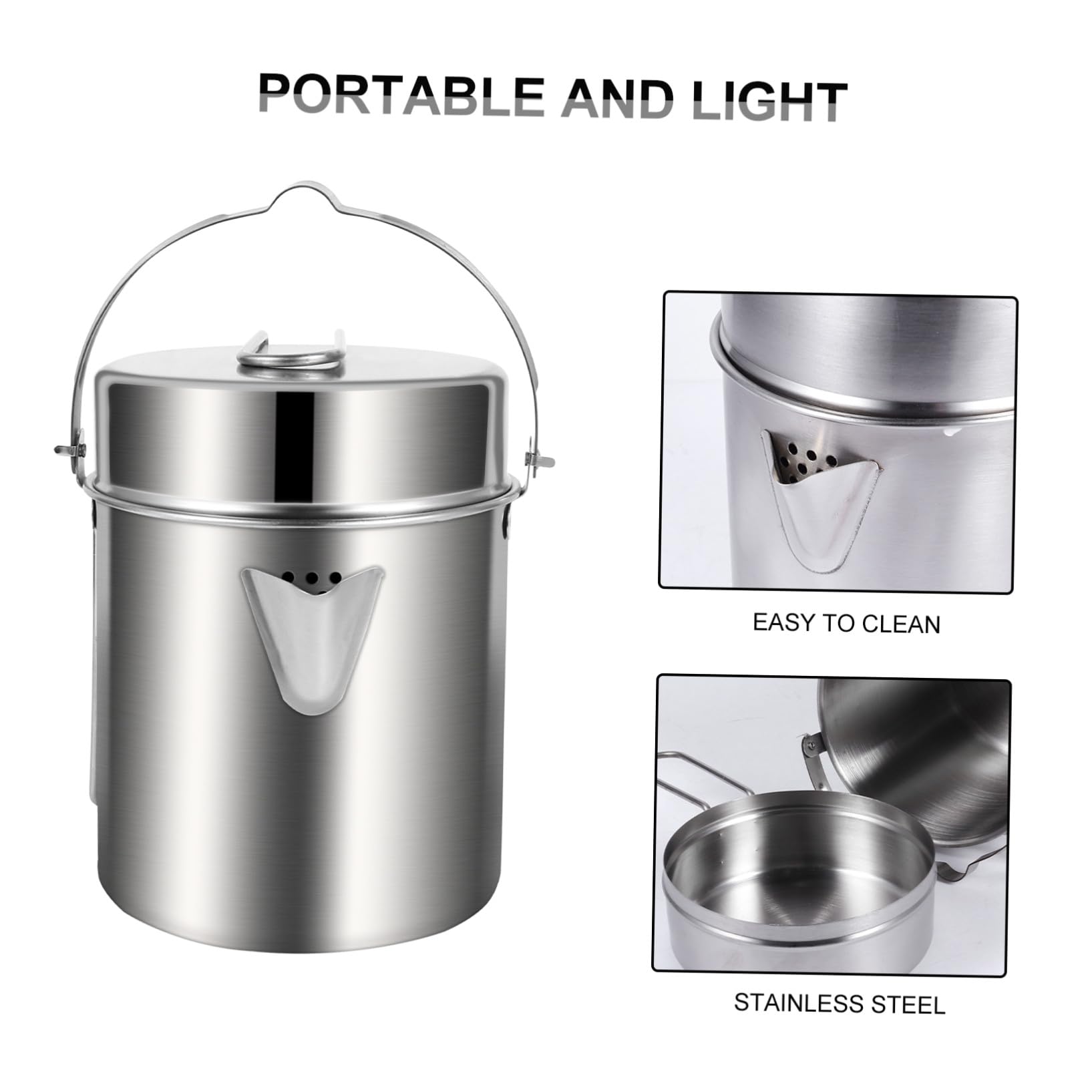 GANAZONO Maceta Portátil para Camping para Acampar y Senderismo Utensilios de Cocina Ligeros para Exteriores Camping y Picnic