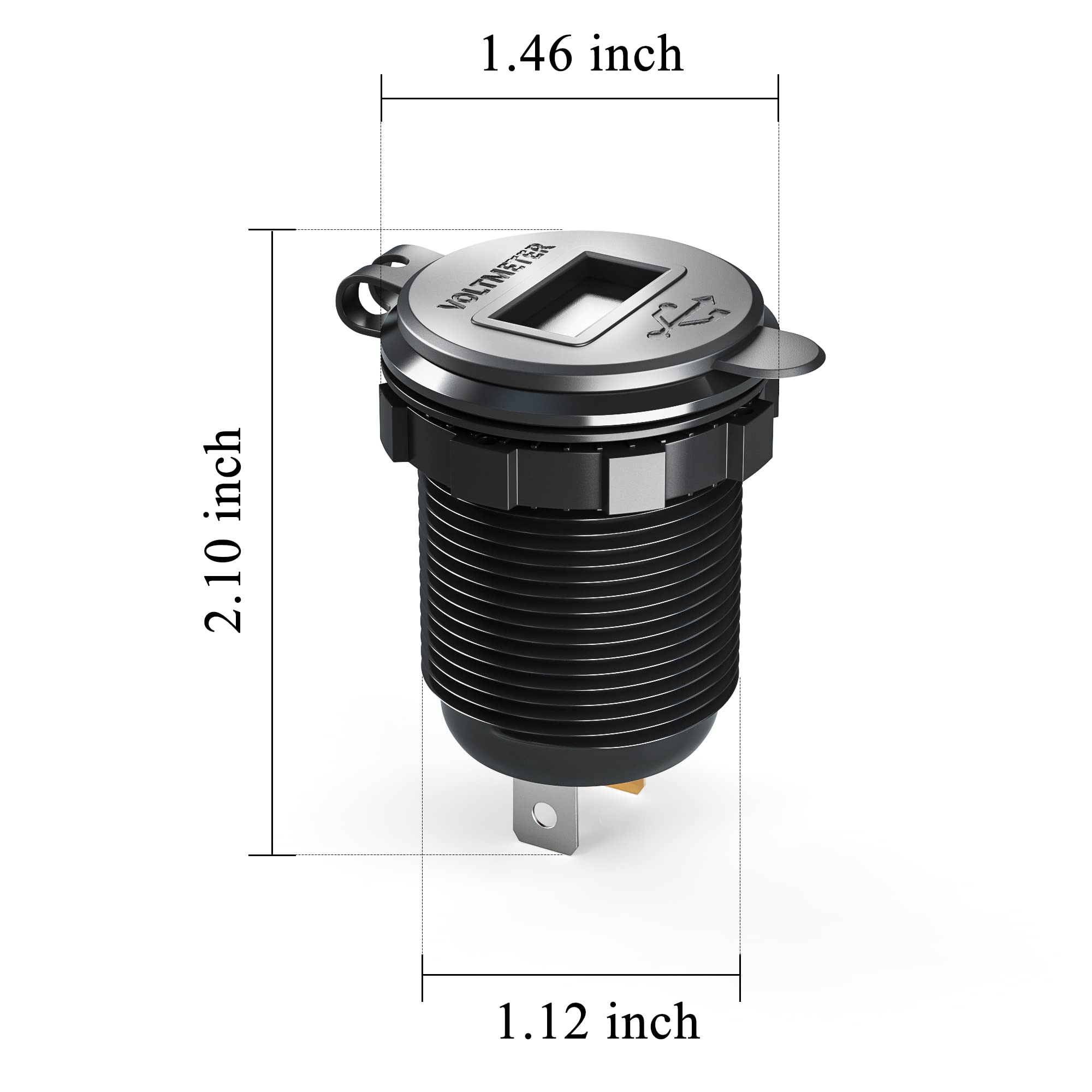 10L0L Golf Cart Quick Charge 3.1 Dual USB Charger,2 in 1 USB Ports & LED Display Voltage Meter Universal for Club Car,EZGO and Yamaha,Metal Shell Safe Charging Socket 9V-48V Wide Voltage Input