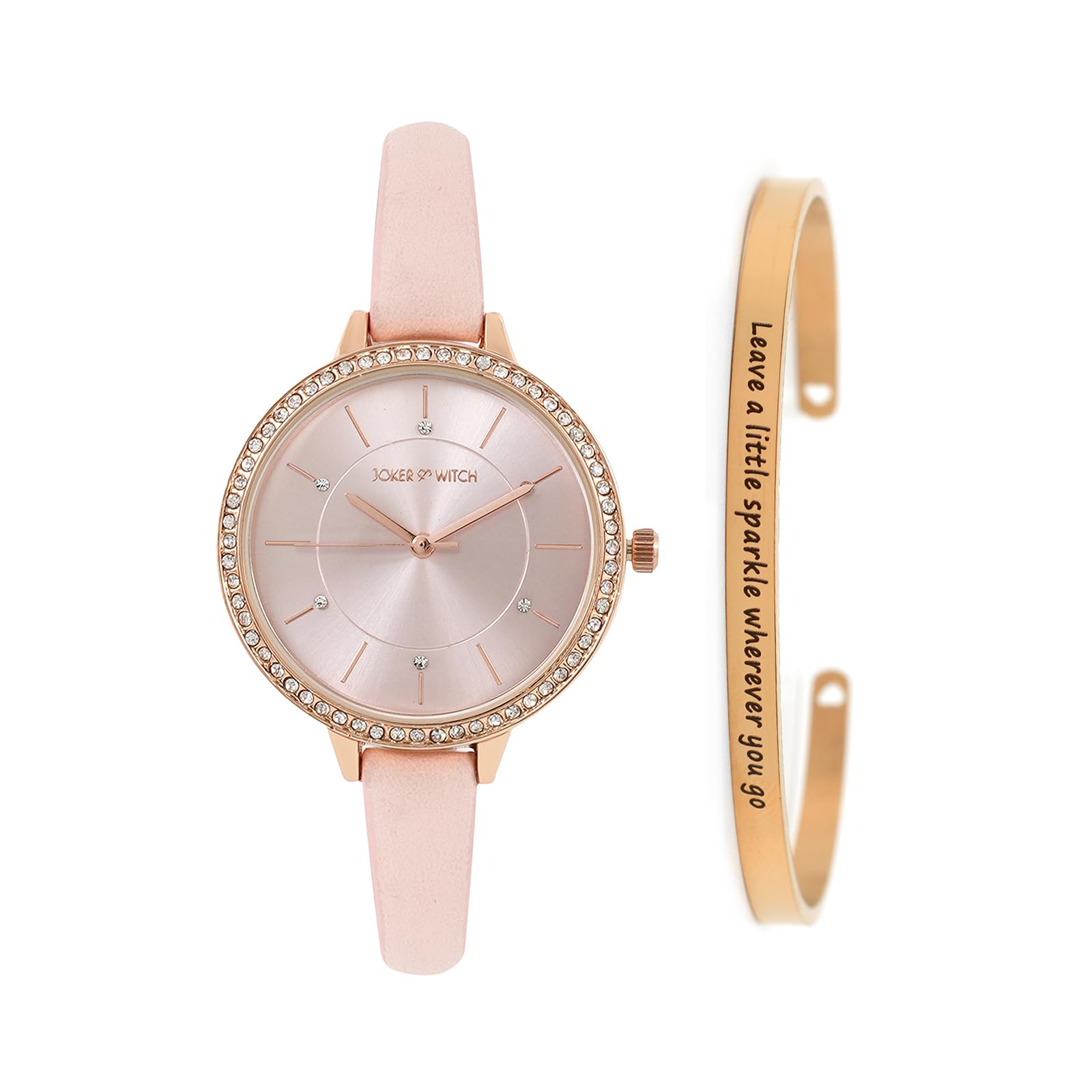 Joker & Witch Leather Women Amitola Rosegold Analog Watch Bracelet Stack Combo, Pink Dial, Pink Band (B0C7L96Q9W) Amazon Price History, Amazon Price Tracker