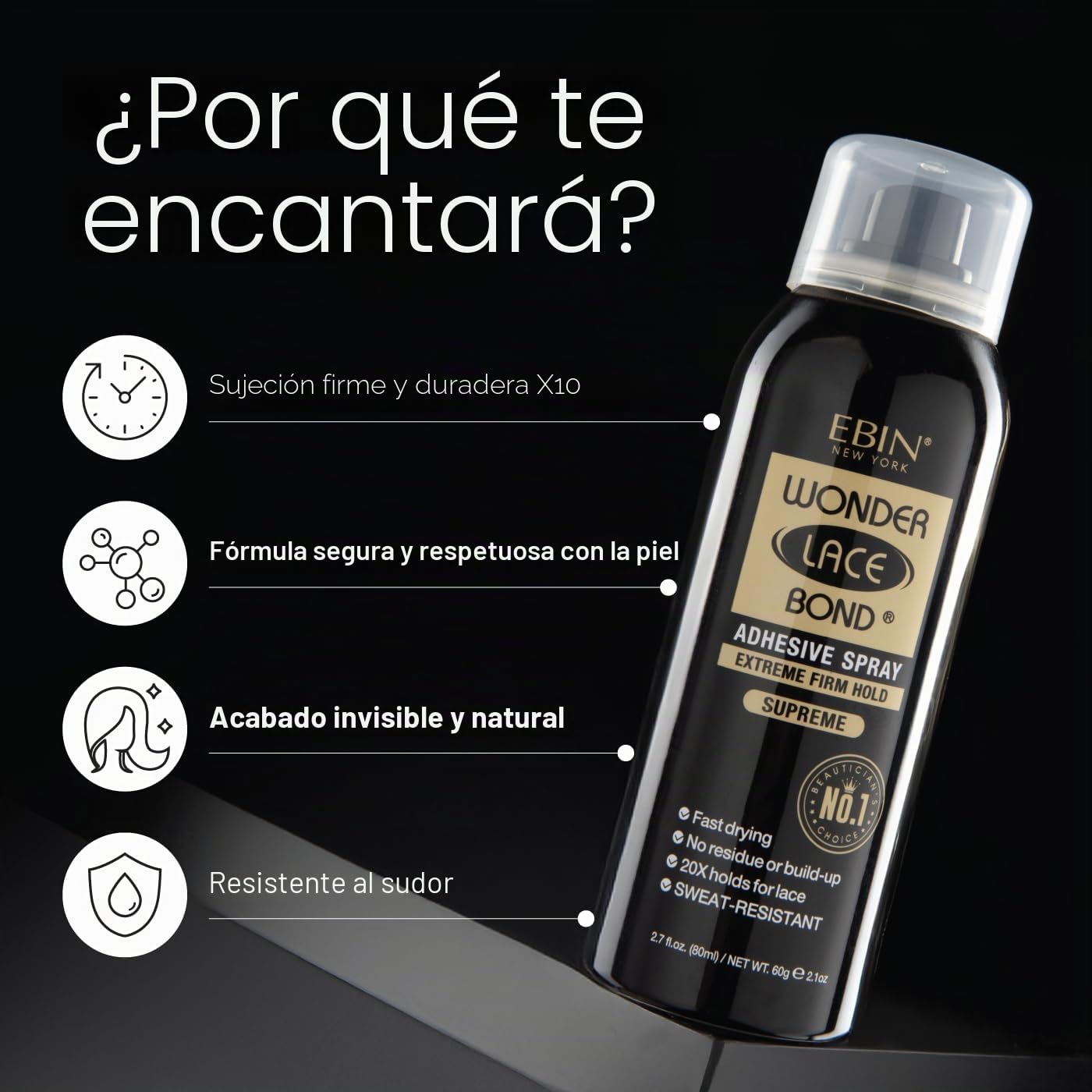 EBIN NEW YORK EBIN Wonder Lace Bond Spray (80 ml, fijación extremadamente fuerte (Supreme))