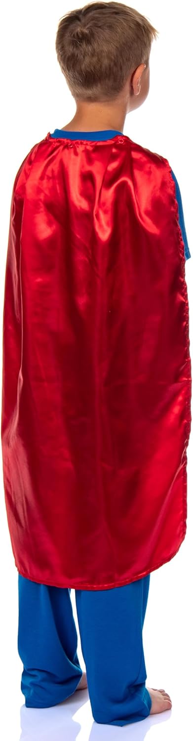 DC Comics Superman Pajamas Boys Short Sleeve Shirt and Pant Set with Detachable Cape PJs - Image 5