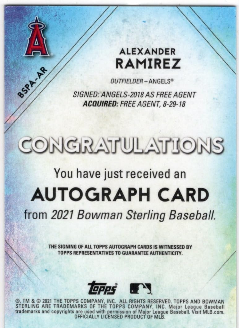 Alexander Ramirez Serial Numbered #034/125 Autographed Oncard Bowman Sterling Prospect Card Refractor Collectible Baseball Card - 2021 Bowman Sterling Baseball Card #BSPA-AR (Angels)