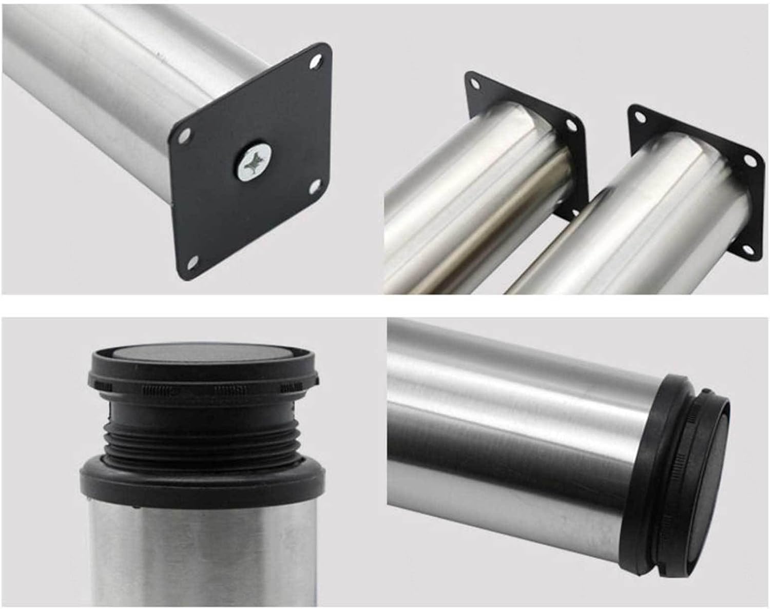 Set of 4 Replacement Sofa Legs Kitchen Cabinet Adjustable Feet Cabinet Feet Table Leg Round Furniture Leg 0-15mm for DIY Furniture,80mm(3.15in) ()
