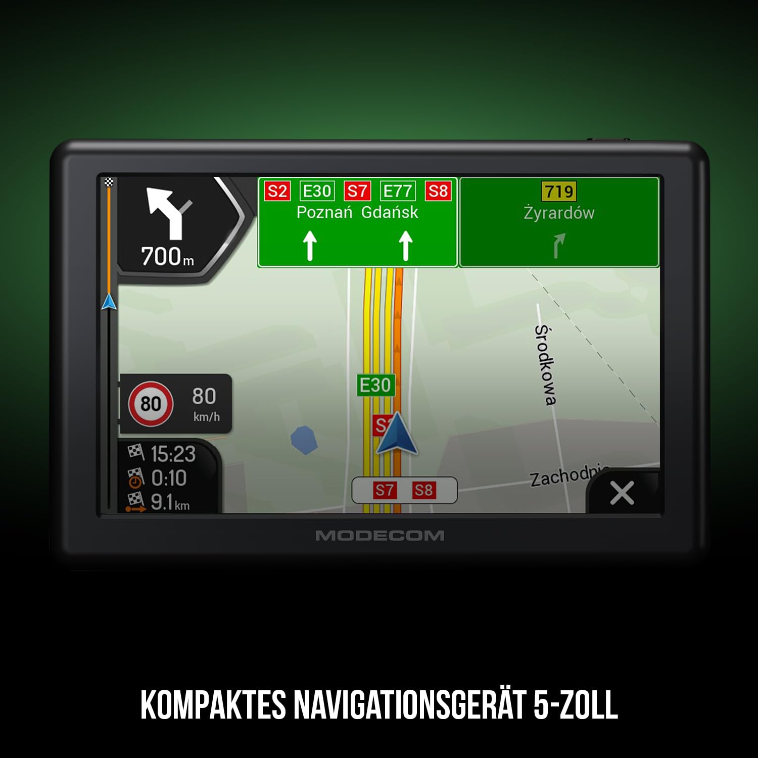 MODECOM Freeway CX 5.0 Navigationsgerät für PKW & LKW | 5 Zoll Display mit iGO Navigation Truck Europa Karten | Schneller Prozessor | Fahrspurassistent & Tempolimit