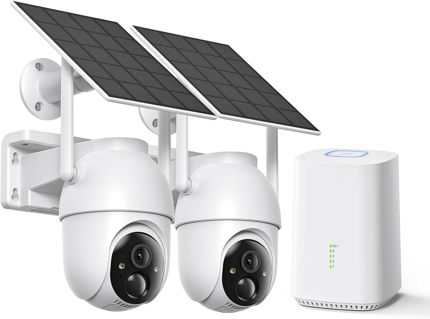 SEHMUA Security Cameras Wireless Outdoor-2-cam-kit, No Monthly Fee, Solar Powered, Color Night Vision, 360° PTZ, 4MP Live View, Centralized Viewing, 2.4G&5G Router Compatible for Security System