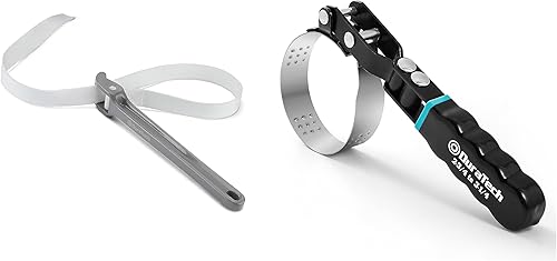 DURATECH Llave de correa con mango de 12 pulgadas y llave giratoria pequeña para filtro de aceite, se adapta a filtros de 2-34 pulgadas a 3-14