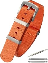 Calme（カルム）NATO プレミアム ナイロン ベルト 厚め 腕時計 バンド G10 ストラップ 15色 18㎜ ～ 24㎜ 交換説明書付き (18㎜, オレンジ)