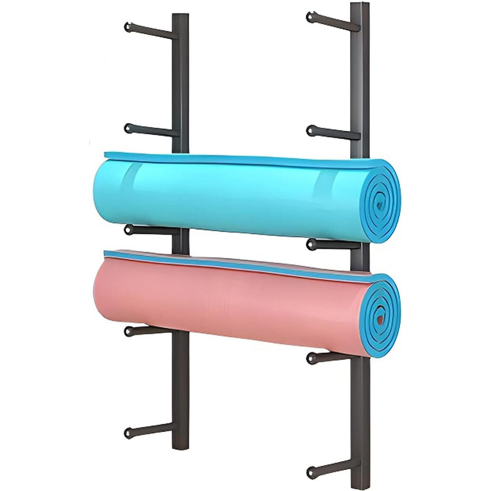 Estante metálico de 5 niveles y soporte de pared para esterillas de yoga de alta resistencia