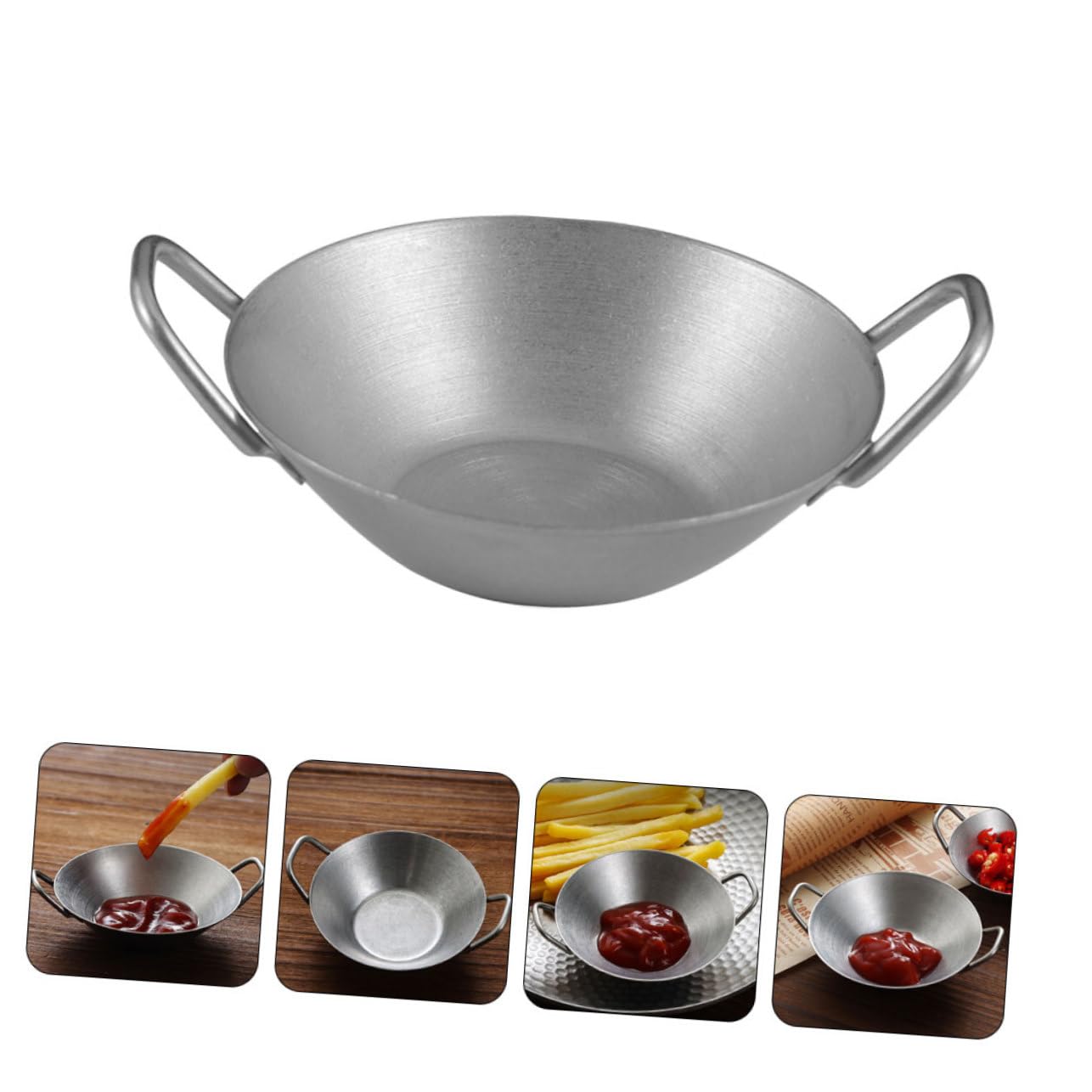 KICHOUSE Stainless Steel Seasoning Dish Sauce Serving Dish Appetizer Dishes Kitchen Gadget Dipping Sauce Plate Appetizer Dish for Home Sauce Holder Restaurant Food Dish Vinegar Dish Silver