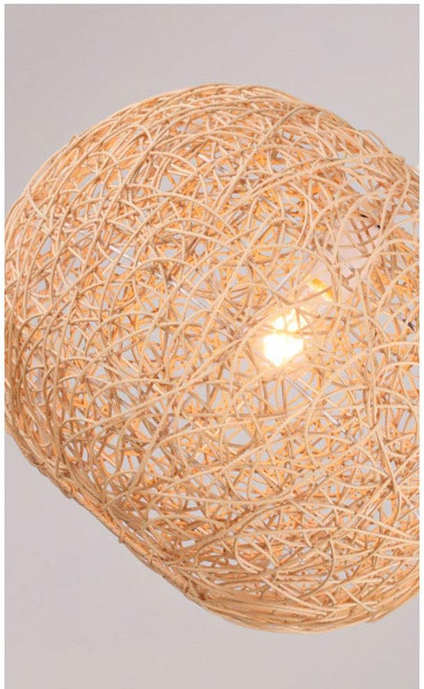 Japanese-Style Rattan Woven Chandeliers Handmade Wicker Rattan Round Lampshade Creative Pastoral Restaurant Cafe Ceiling Light Bar Bar Hanging Ceiling Lamp E27 Adjustable Lamps