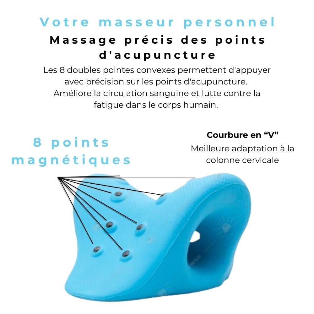 Oreiller Ergonomique de Traction Cervicale avec 8 Points Magnétiques | Soulagement des Douleurs Cervicales Nuque et Épaules | Coussin Chiropratique Correttif | Relaxation et Étirement