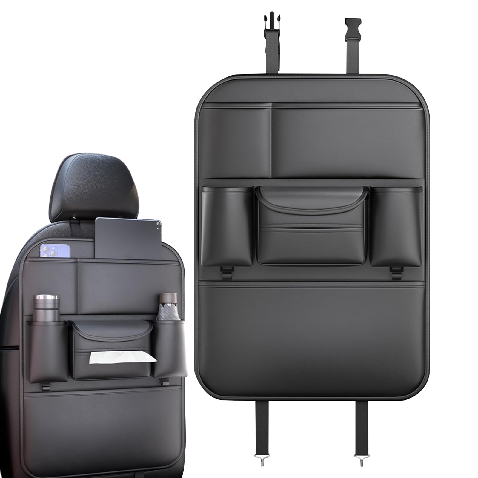 Organizador De Asiento Trasero De Coche Organizador De Asiento Trasero Con | Portaobjetos Con Portapañuelos Y Protector Antigolpes Para Niños Y Adultos, Para Viajes En