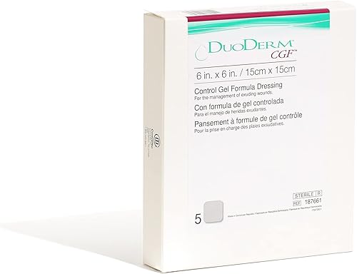 Miniatura 8 de ConvaTec DuoDERM CGF - Apósito estéril hidrocoloide de 6 x 6 pulgadas para uso en heridas parciales y de espesor completo, cuadrado, beige, 187661,