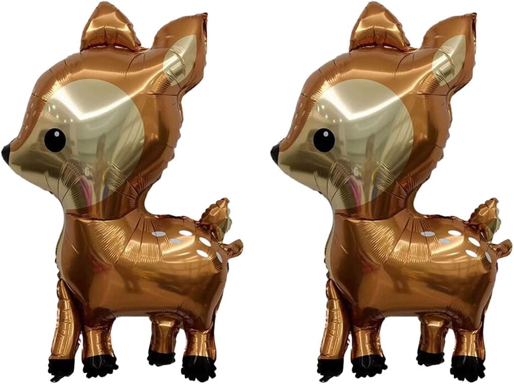 CHIL 2PCS 41 Inch Deer Balloons Foil Woodland Deer Shaped Animal Balloons Cartoon Animal Deer Wildlife Balloons for Jungle Safari Themed Kids Birthday Party Decorations