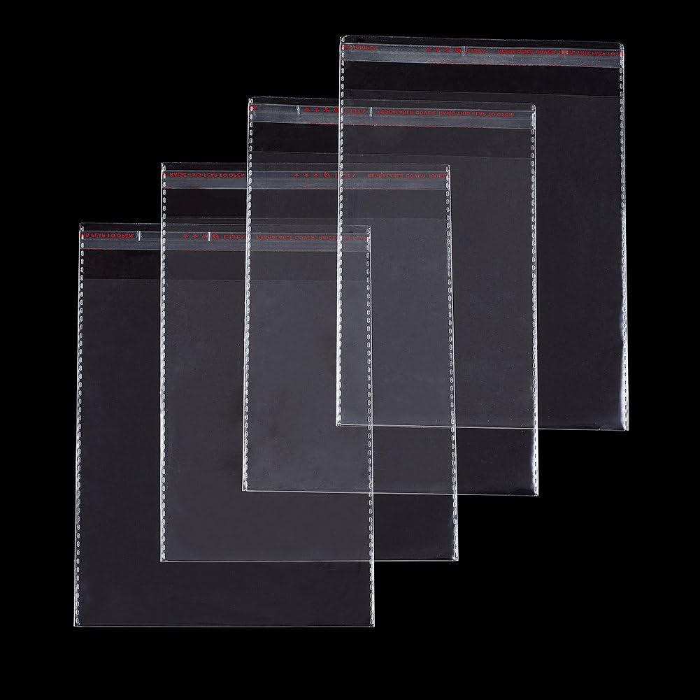 Pandahall 1000pcs 7.28x5.51inch Cellophane Rectangle Resealable Transparent Clear Plastic Poly Bags Self Adhesive Seal Closure Bakery Candy Soap Cookie Jelly Chocolate Package 185x140mm