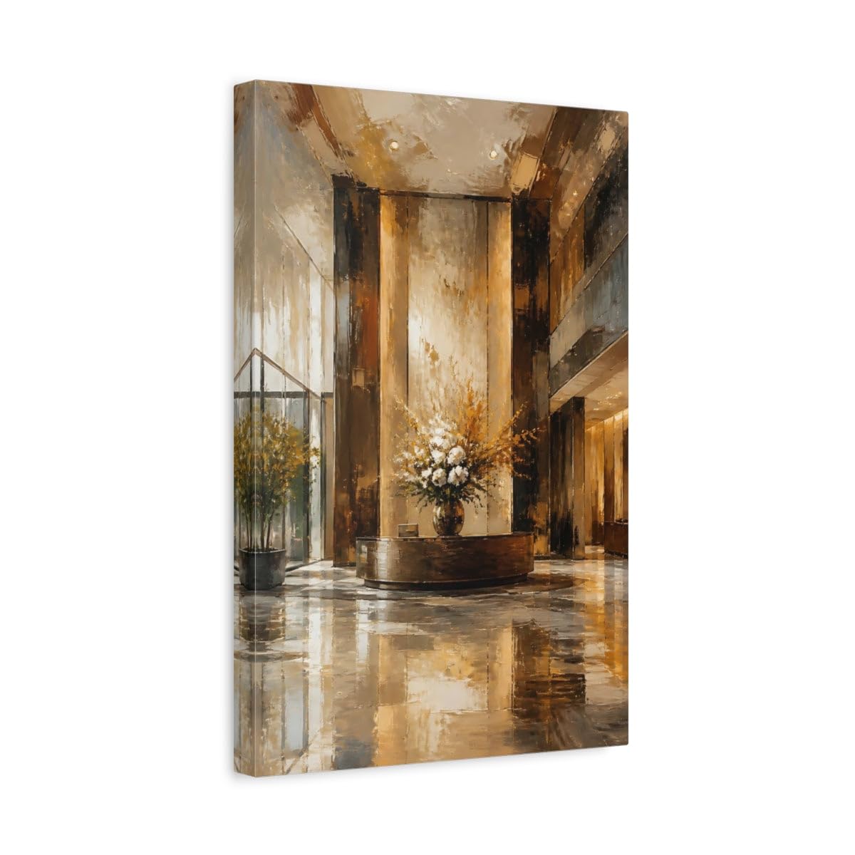 Golden Lobby Centerpiece Canvas Print – Feature Wall 12×18 inch (30×45 cm) - Vertical / 1.25 inch (3 cm)