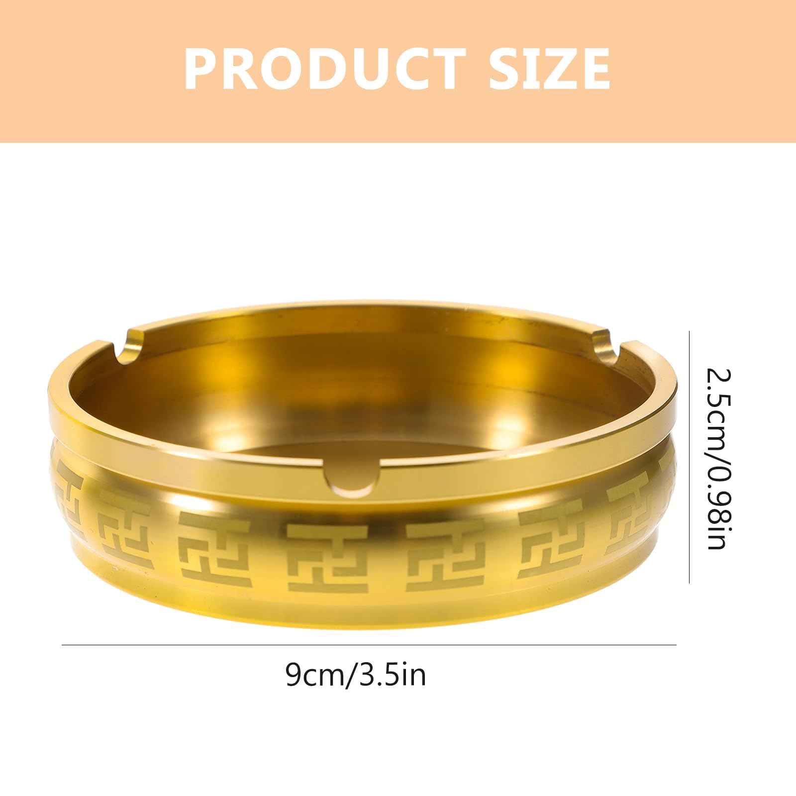 NOLITOY Simple Ashtray Round Brass Tabletop Ash Holder Safety Metal Butt Holder