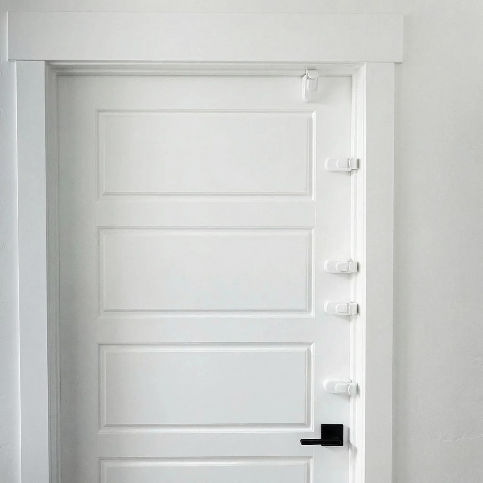 5 cerraduras de palanca de puerta a prueba de niños, la cerradura de puerta a presión no necesita herramientas ni taladra puertas de seguridad para bebés, operación con una sola mano para puertas de