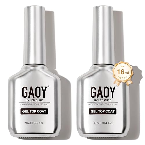 GAOY 2 unidades de 0.5 fl oz de capa superior de gel que no se limpia, capa superior de gel transparente vidriosa, acabado de alto brillo para